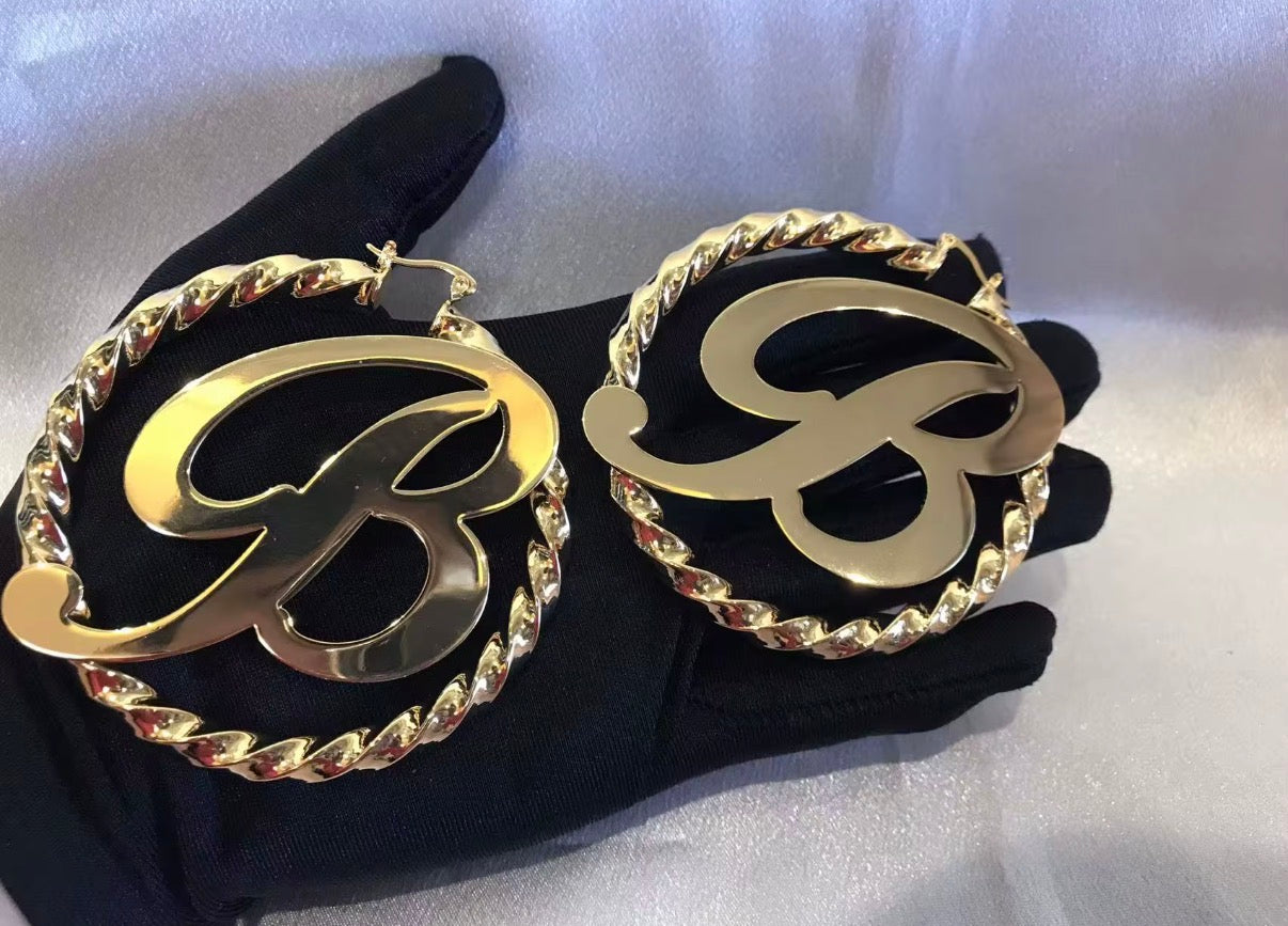 Initial Hoop Earrings